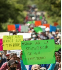 Acción de la comunidad indígena nahua de Santa María Ostula en solidaridad con la Caravana por